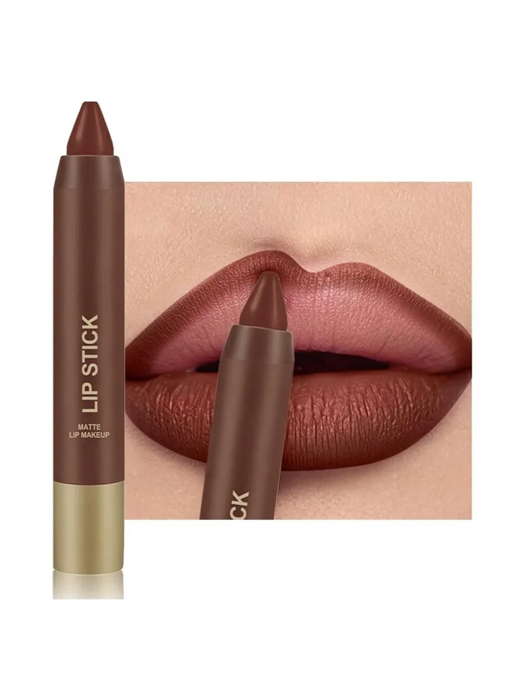 Women's B04# 24 Hour Long-lasting Rose Matte Classic Lipstick Crayon